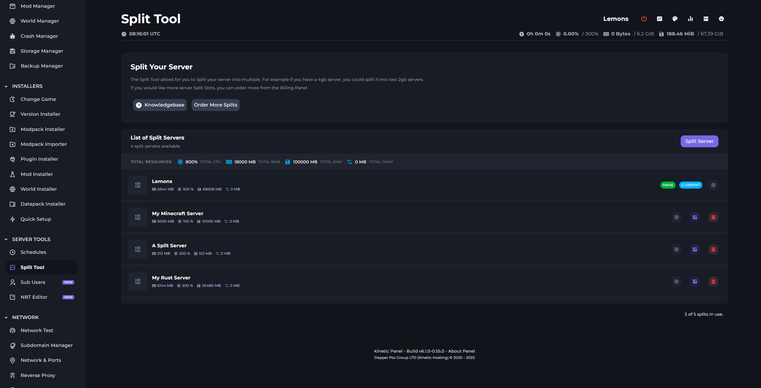 Split server tool